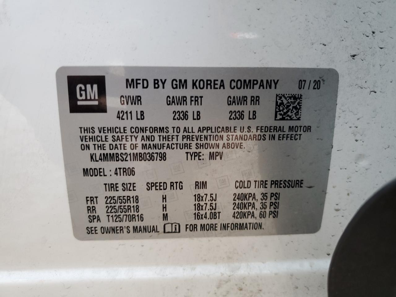 2021 Buick Encore VIN KL4MMBS21MB036798 Copart auction photo, rear end / front end damage thumbnail 15