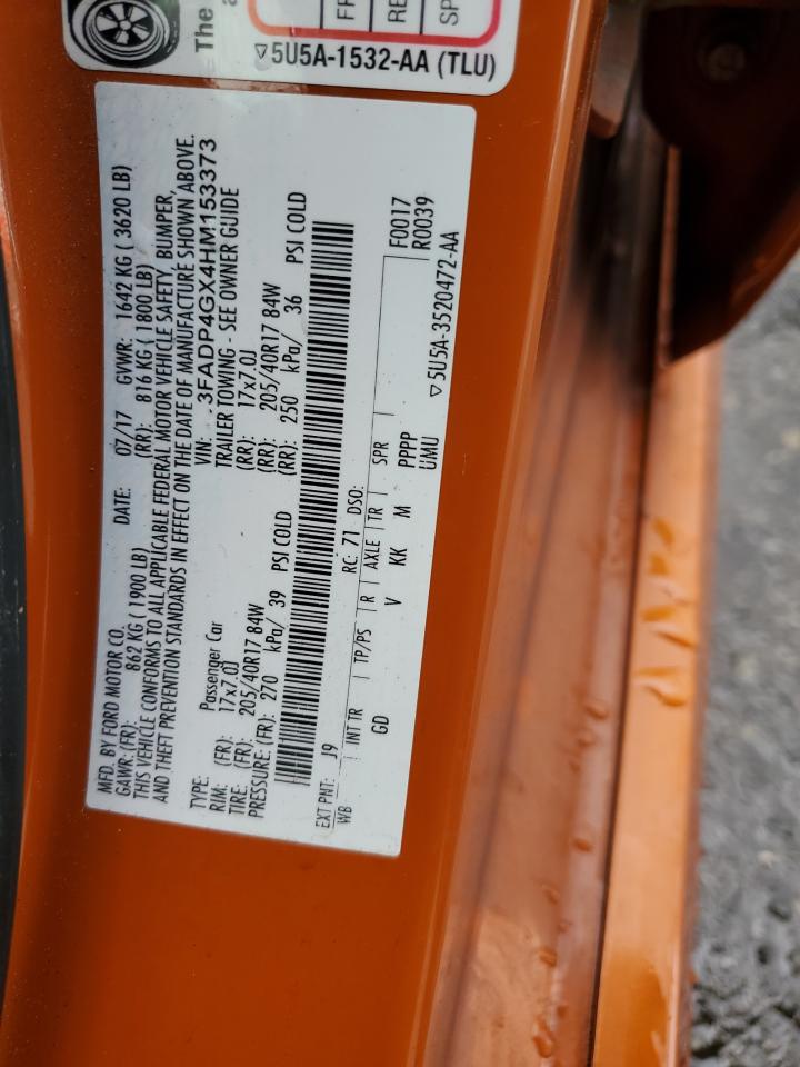 2017 Ford Fiesta VIN 3FADP4GX4HM153373 Copart auction photo, side / rear end damage thumbnail 13