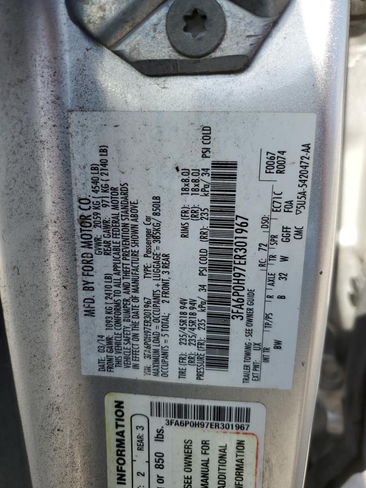 2014 Ford Fusion VIN 3FA6P0H97ER301967 Copart auction photo, undercarriage / minor dent/scratches damage thumbnail 12