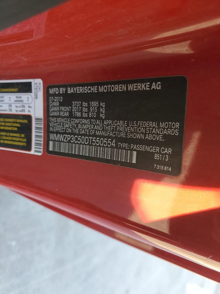 2013 MINI Cooper VIN WMWZP3C50DT550554 Copart auction photo, front end damage thumbnail 14