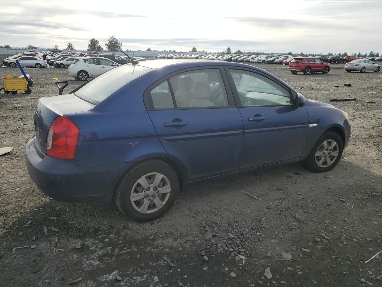 2007 Hyundai Accent VIN KMHCN46C57U122505 Copart auction photo, front end / side damage thumbnail 3