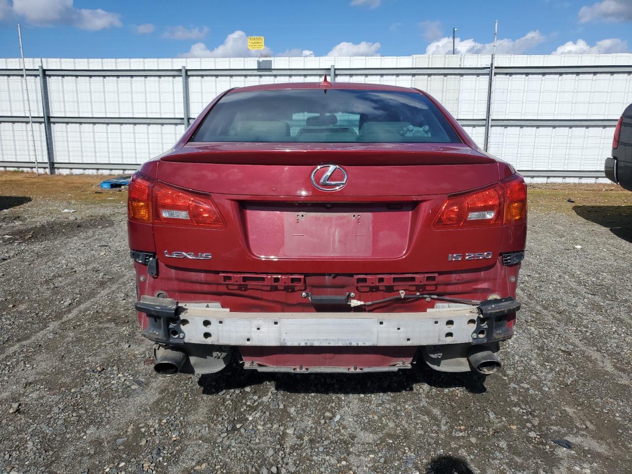 2008 Lexus IS VIN JTHBK262985073419 Copart auction photo, front end / rear end damage thumbnail 6