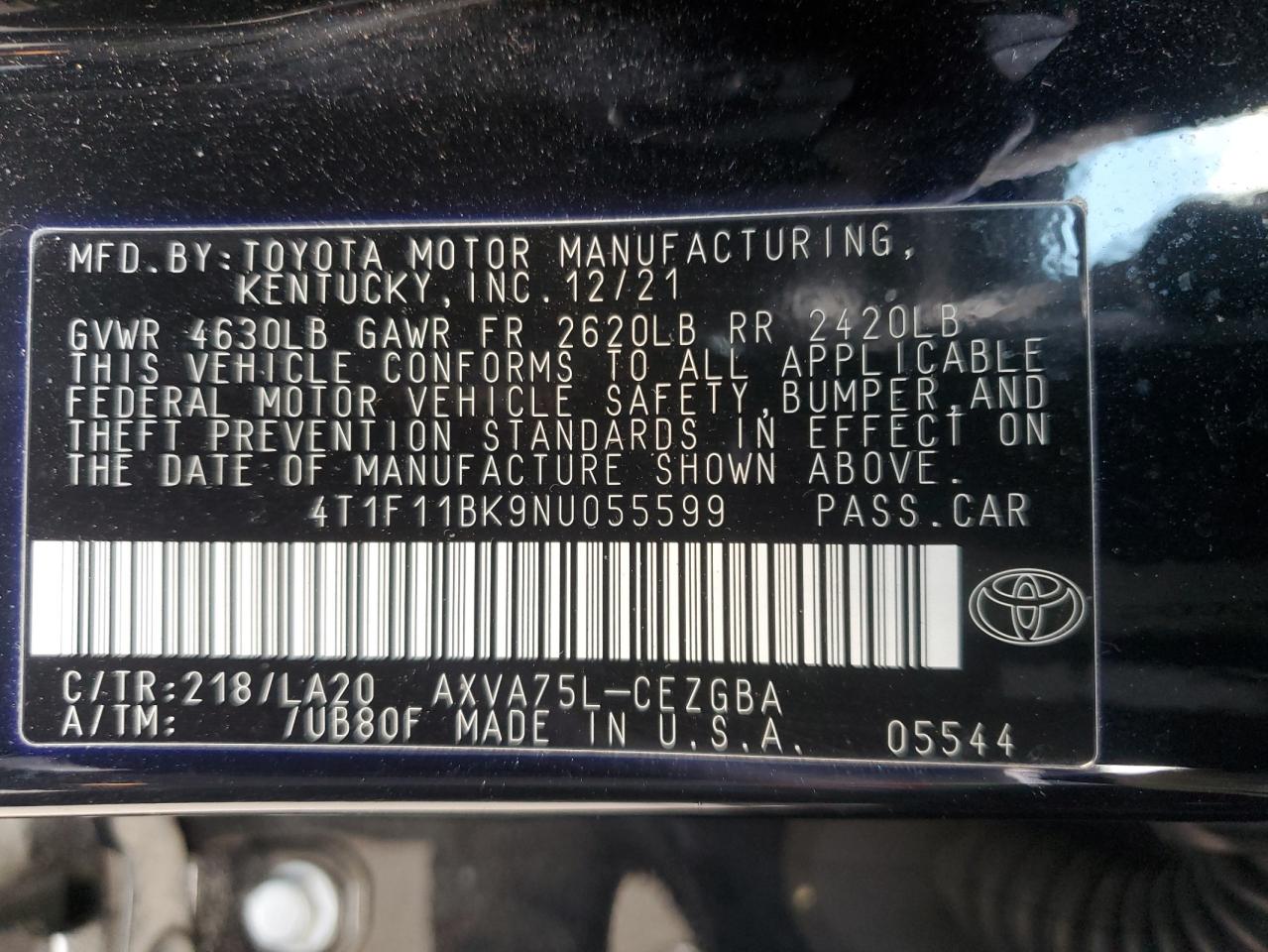 2022 Toyota Camry VIN 4T1F11BK9NU055599 Copart auction photo, rear end damage thumbnail 13