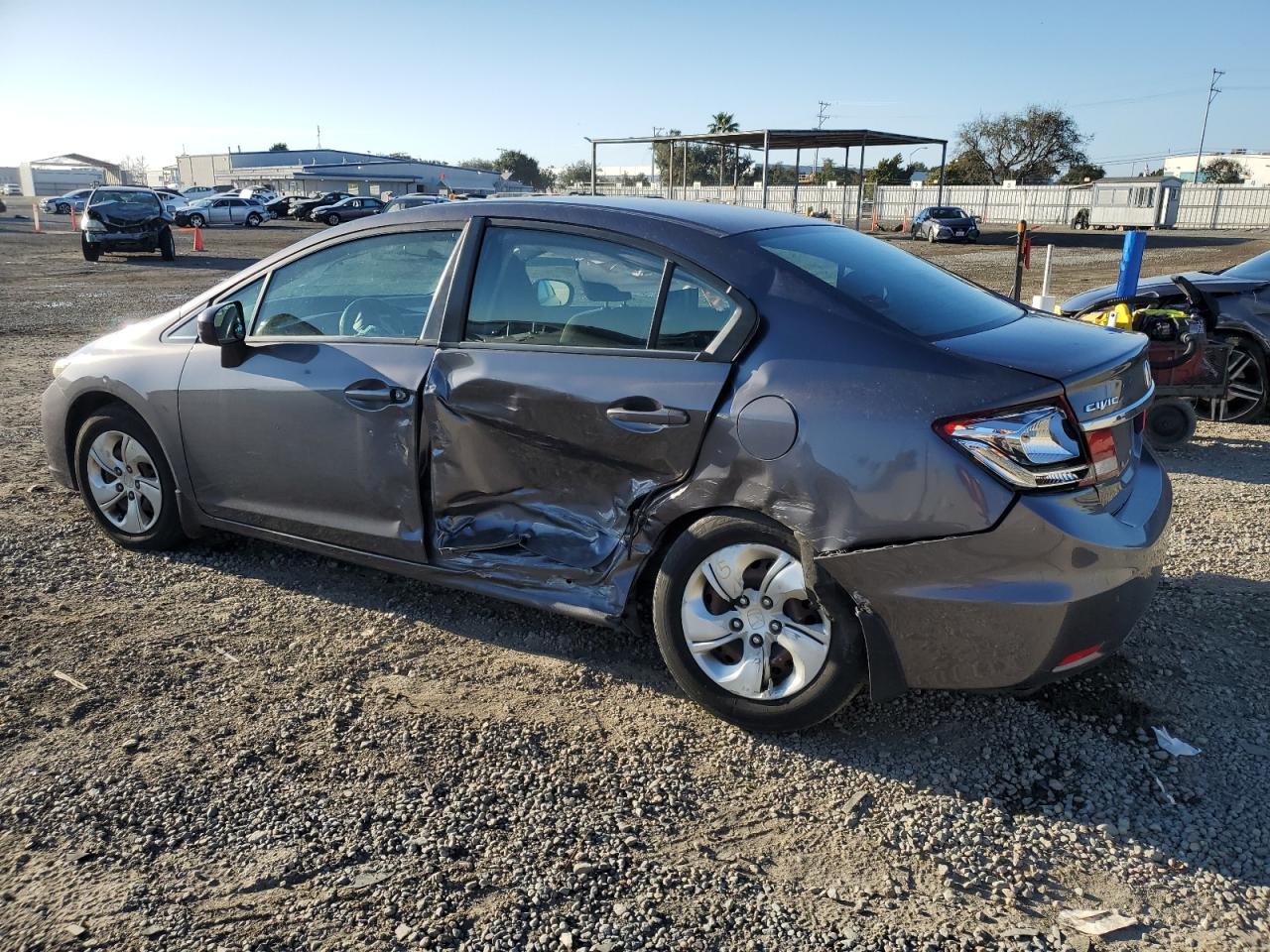 2015 Honda Civic VIN 2HGFB2F51FH504825 Copart auction photo, side / rear end damage thumbnail 2