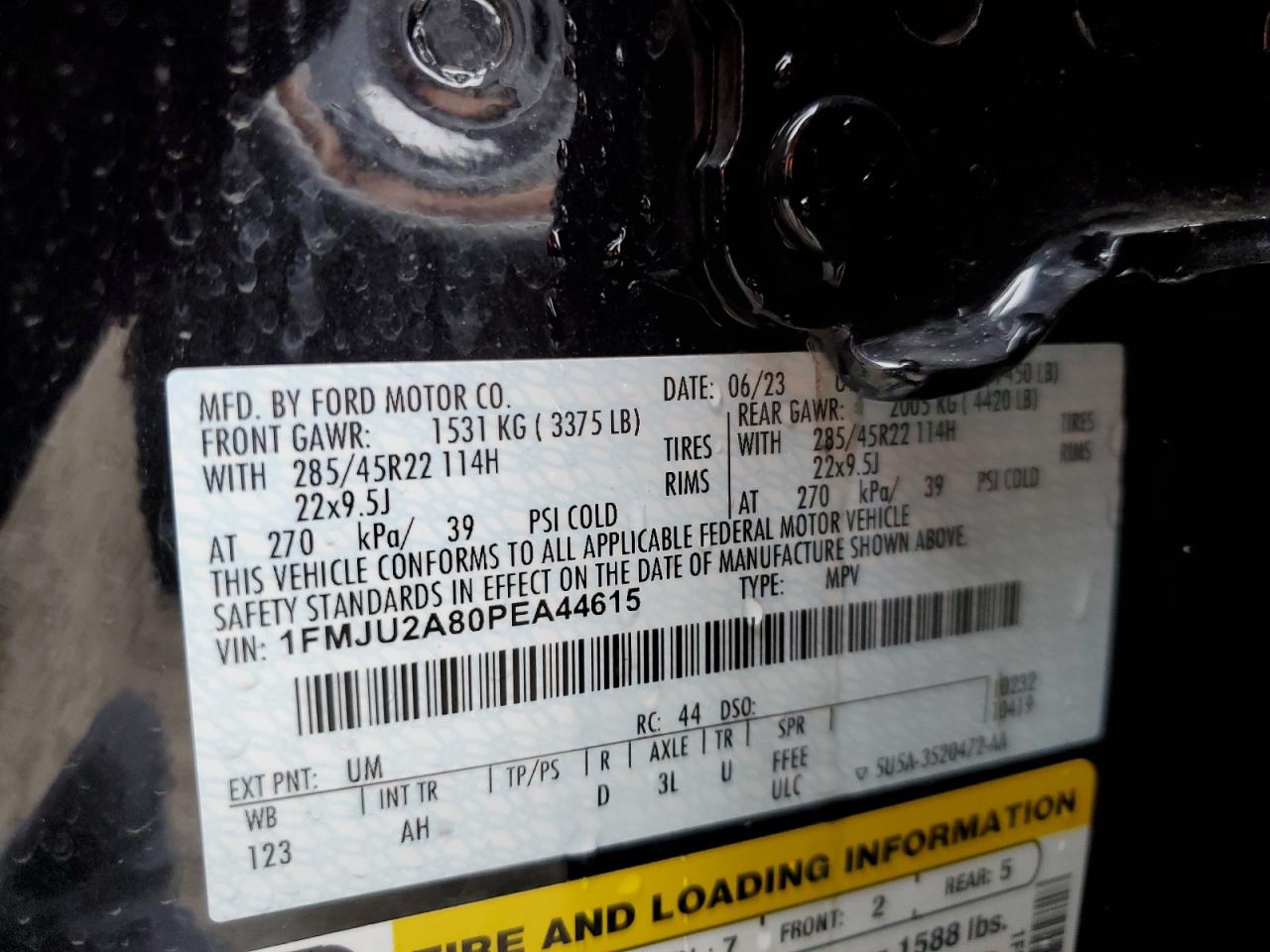 2023 Ford Expedition VIN 1FMJU2A80PEA44615 Copart auction photo, front end damage thumbnail 13