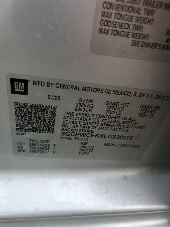 2020 Chevrolet Silverado VIN 3GCPWCEKXLG230119 Copart auction photo, front end damage thumbnail 12