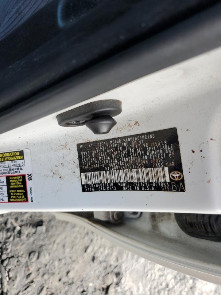 2017 Toyota Corolla VIN 5YFBURHE4HP712353 Copart auction photo, front end / side damage thumbnail 12