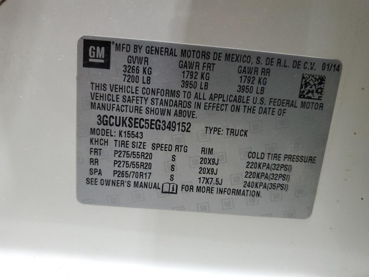 2014 Chevrolet Silverado VIN 3GCUKSEC5EG349152 Copart auction photo, front end damage thumbnail 12