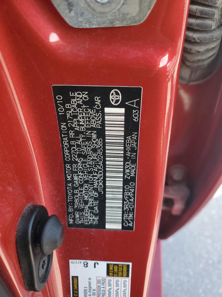 2010 Toyota Prius VIN JTDKN3DU5A0245385 Copart auction photo, rear end / front end damage thumbnail 12