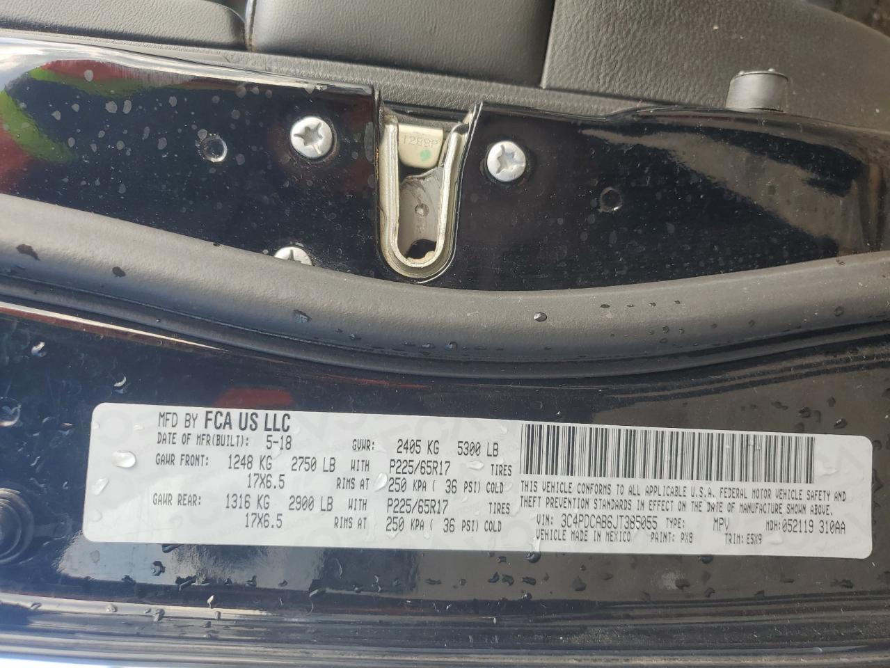 2018 Dodge Journey VIN 3C4PDCAB6JT385055 Copart auction photo, front end damage thumbnail 13
