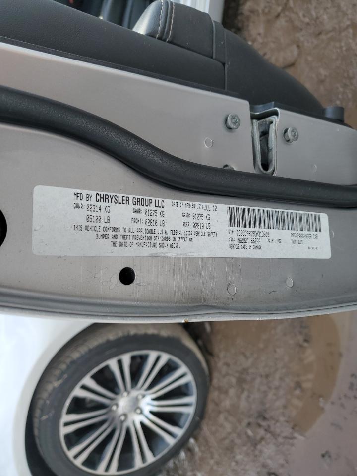2012 Chrysler 300 VIN 2C3CCABG9CH313010 Copart auction photo, front end / side damage thumbnail 15