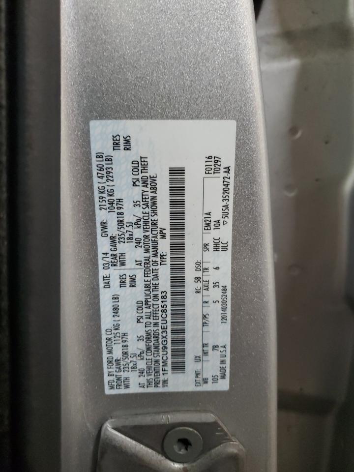 2014 Ford Escape VIN 1FMCU9GX3EUC85183 Copart auction photo, mechanical damage thumbnail 13