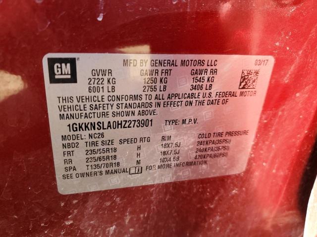 2017 GMC Acadia VIN 1GKKNSLA0HZ273901 Copart auction photo, front end / undercarriage damage thumbnail 13