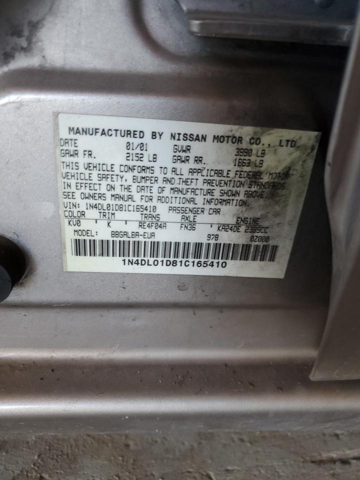 2001 Nissan Altima VIN 1N4DL01D81C165410 Copart auction photo, all over / mechanical damage thumbnail 12