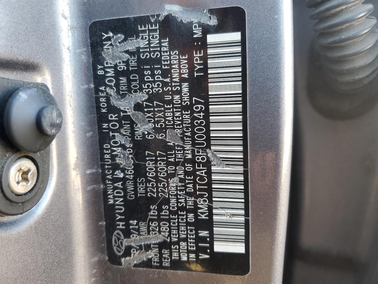 2015 Hyundai Tucson VIN KM8JTCAF8FU003497 Copart auction photo, front end / rear end damage thumbnail 15