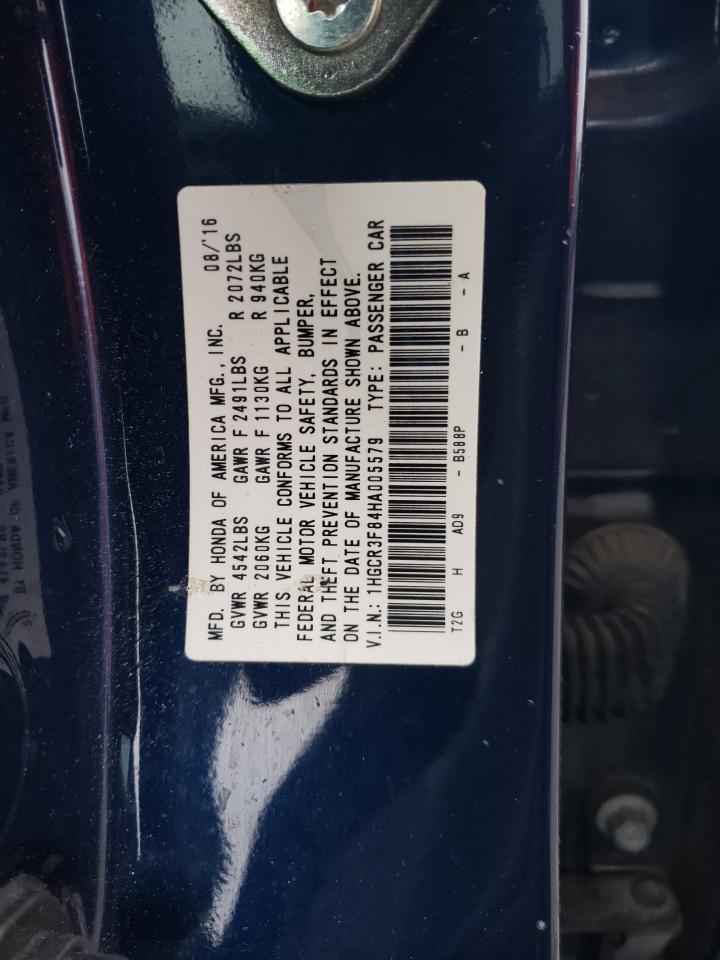 2017 Honda Accord VIN 1HGCR3F84HA005579 Copart auction photo, front end / undercarriage damage thumbnail 12