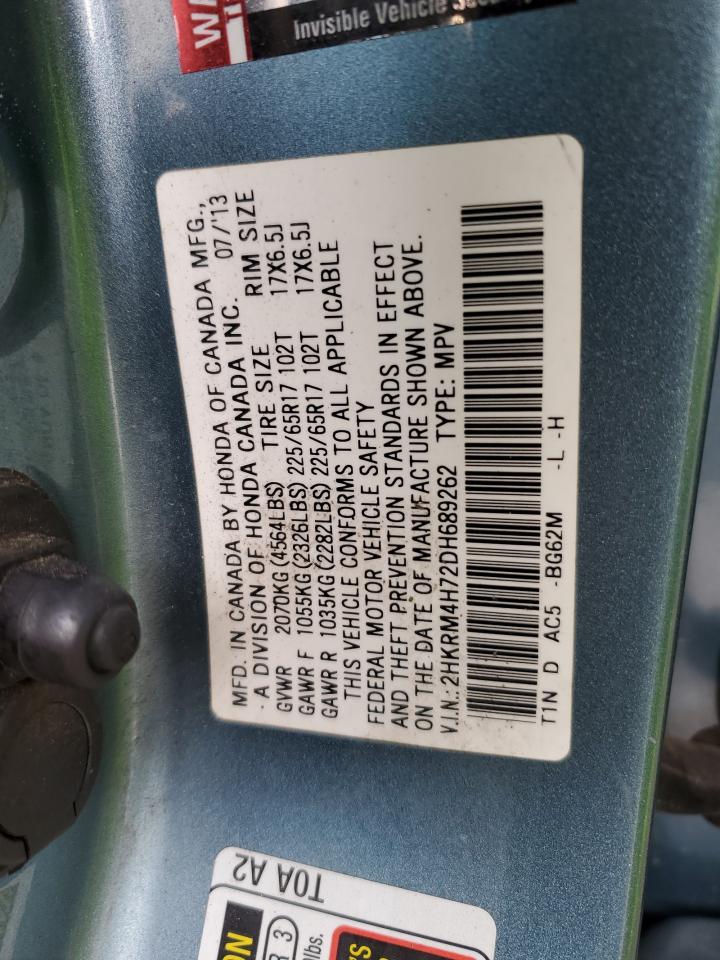 2013 Honda CR-V VIN 2HKRM4H72DH689262 Copart auction photo, front end / mechanical damage thumbnail 13