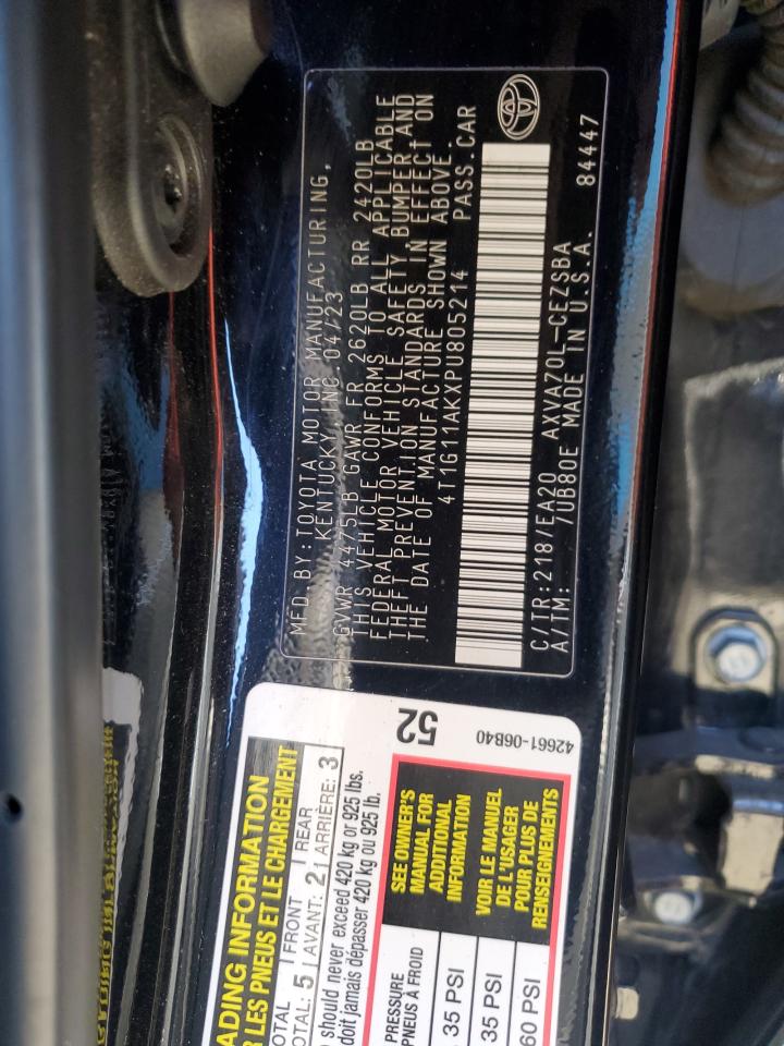 2023 Toyota Camry VIN 4T1G11AKXPU805214 Copart auction photo, side damage thumbnail 14