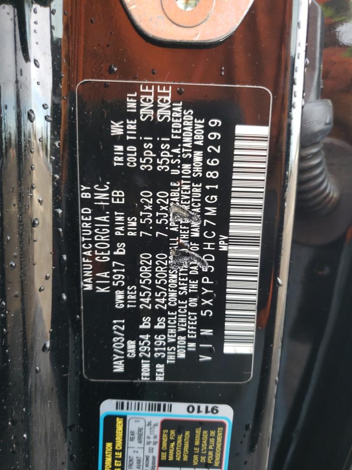 2021 KIA Telluride VIN 5XYP5DHC7MG186299 Copart auction photo, rear end / side damage thumbnail 14
