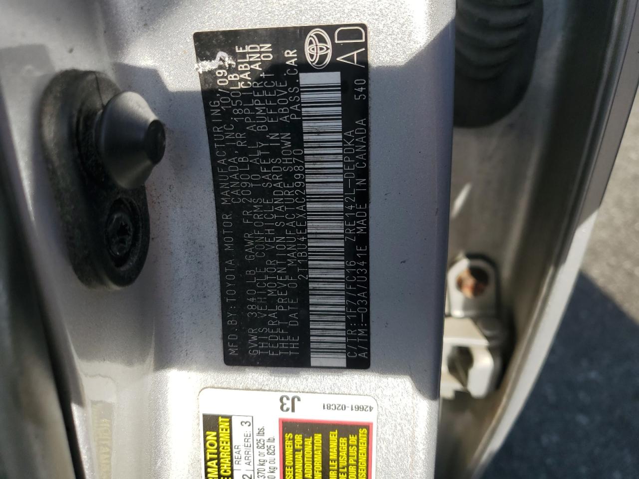 2010 Toyota Corolla VIN 2T1BU4EEXAC299870 Copart auction photo, front end damage thumbnail 12
