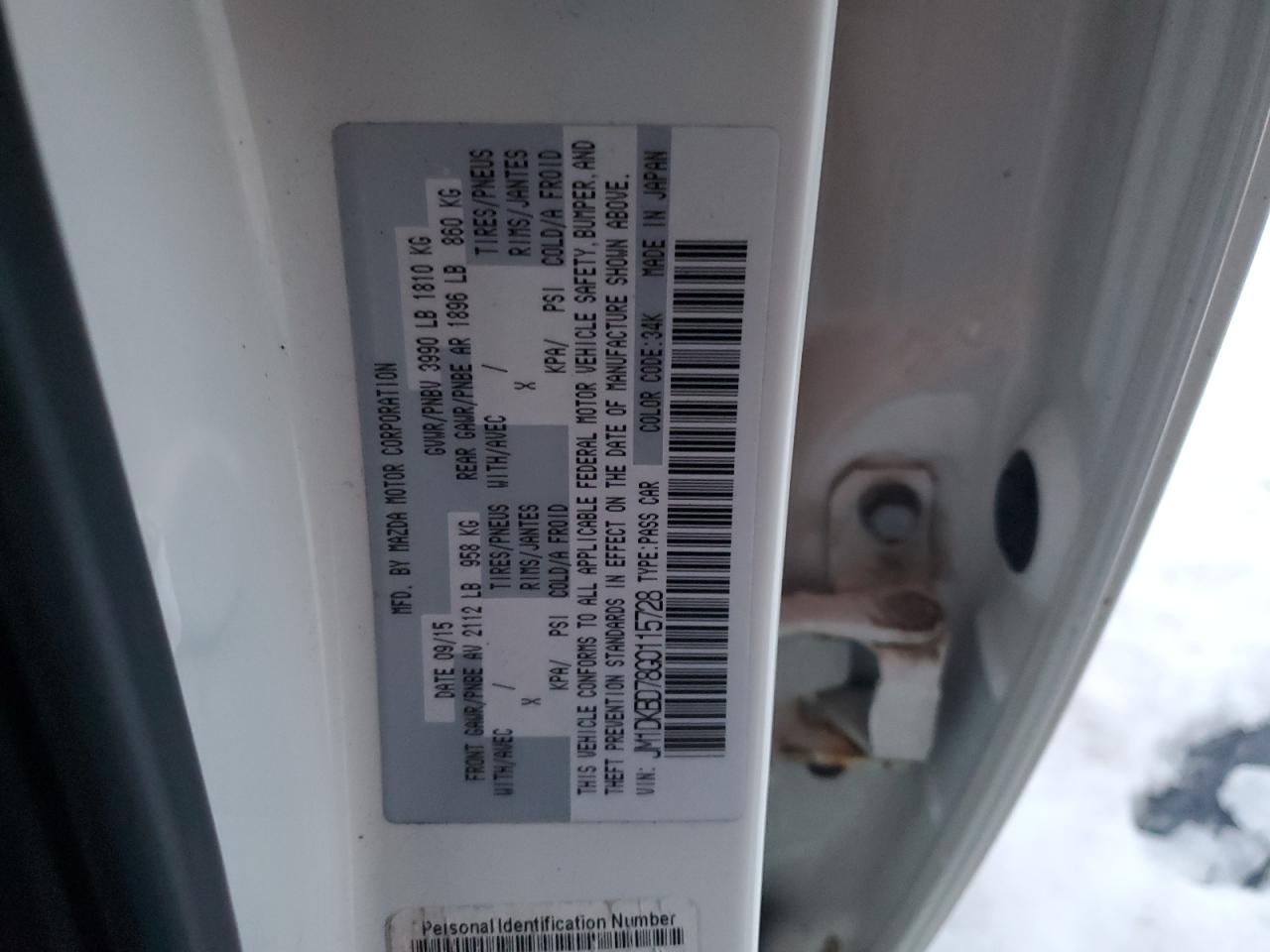 2016 Mazda CX-3 VIN JM1DKBD78G0115728 Copart auction photo, all over damage thumbnail 12
