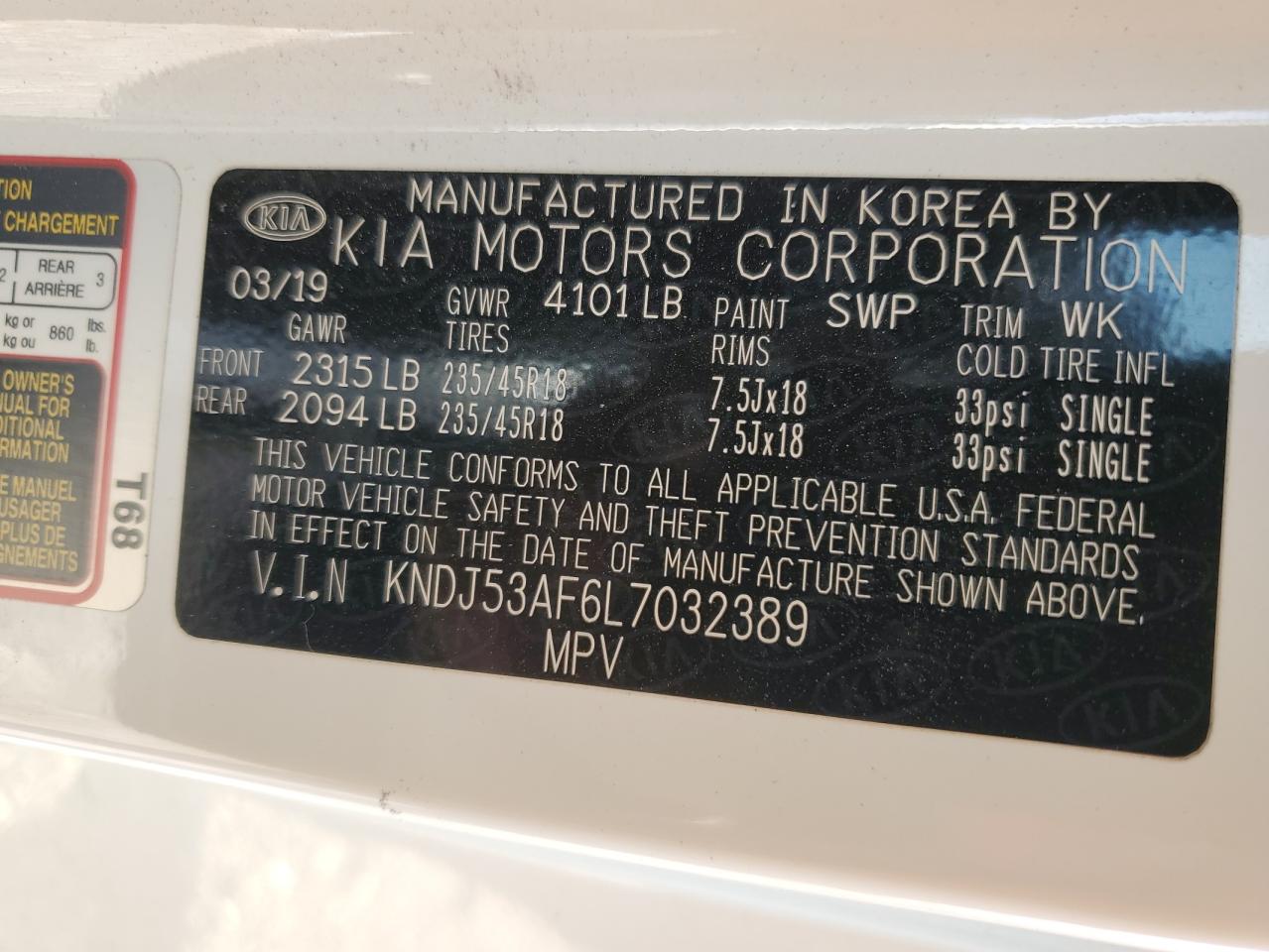 2020 KIA Soul VIN KNDJ53AF6L7032389 Copart auction photo, rear end damage thumbnail 14