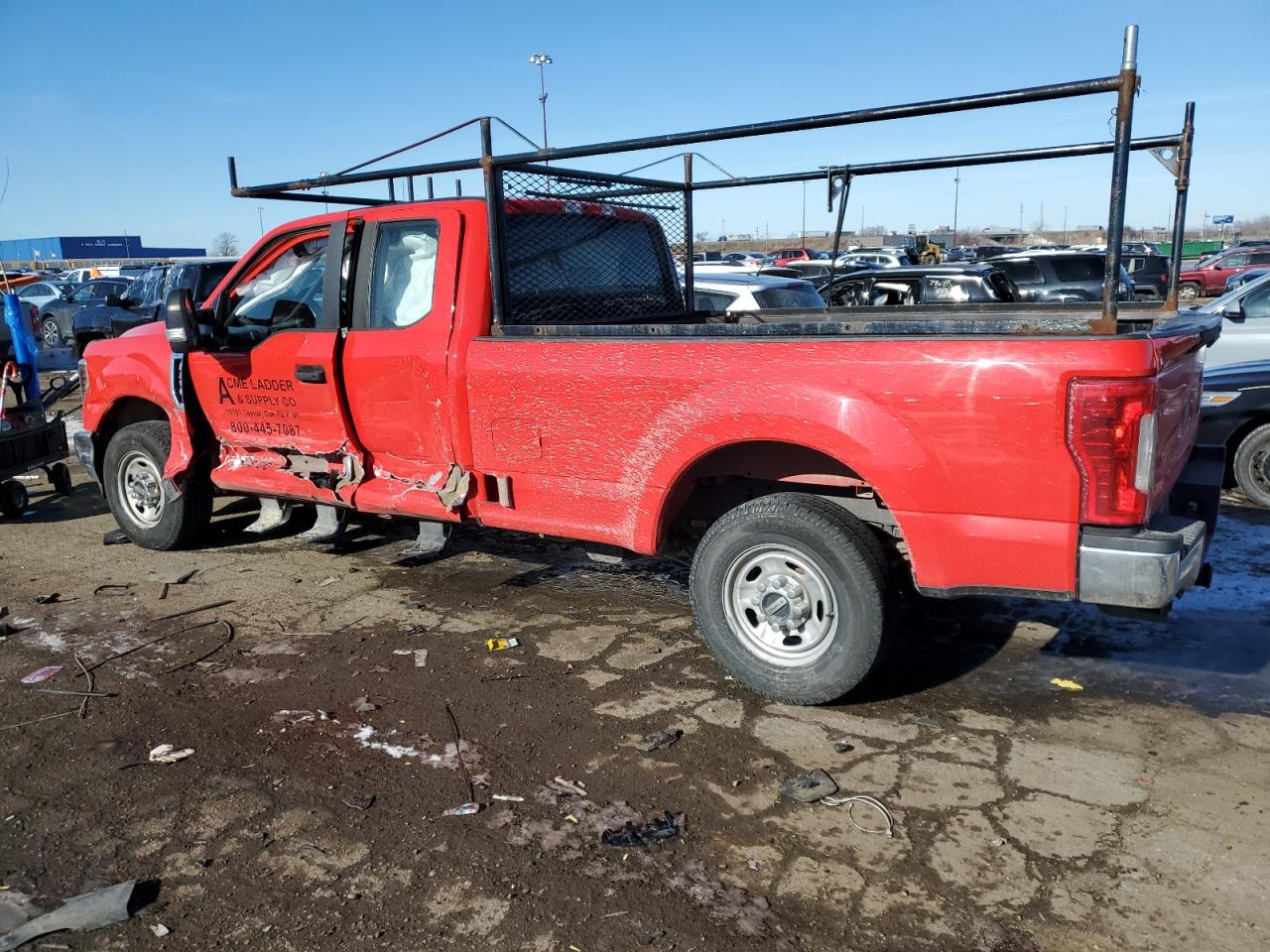 2019 Ford F250 VIN 1FT7X2A64KEE00951 Copart auction photo, side / front end damage thumbnail 2