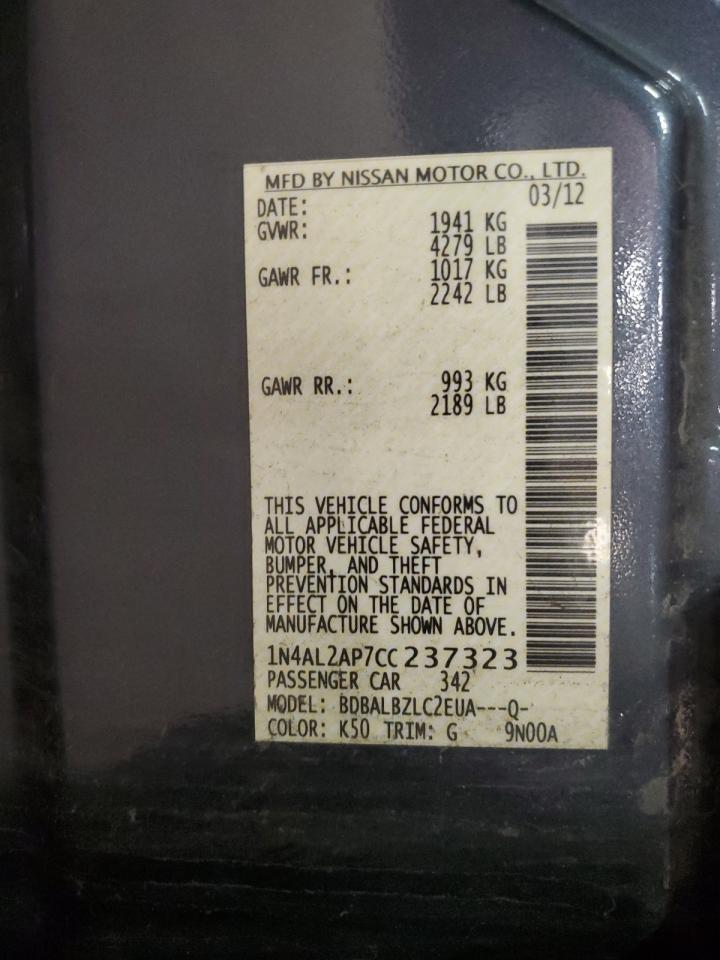 2012 Nissan Altima VIN 1N4AL2AP7CC237323 Copart auction photo, rear end damage thumbnail 13