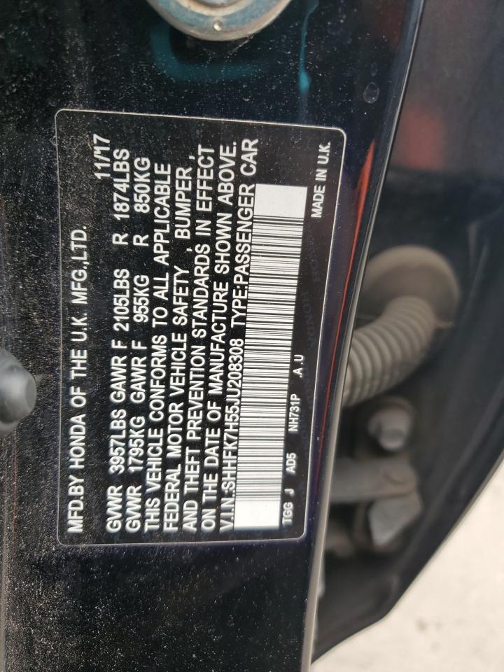 2018 Honda Civic VIN SHHFK7H55JU208308 Copart auction photo, all over damage thumbnail 13