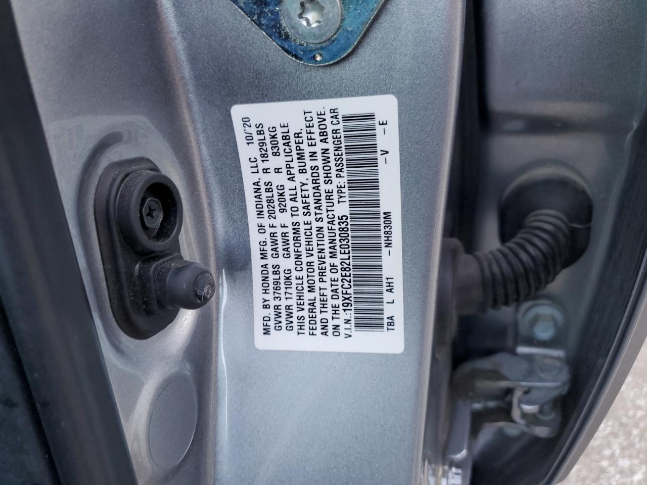 2020 Honda Civic VIN 19XFC2E82LE030835 Copart auction photo, front end damage thumbnail 12