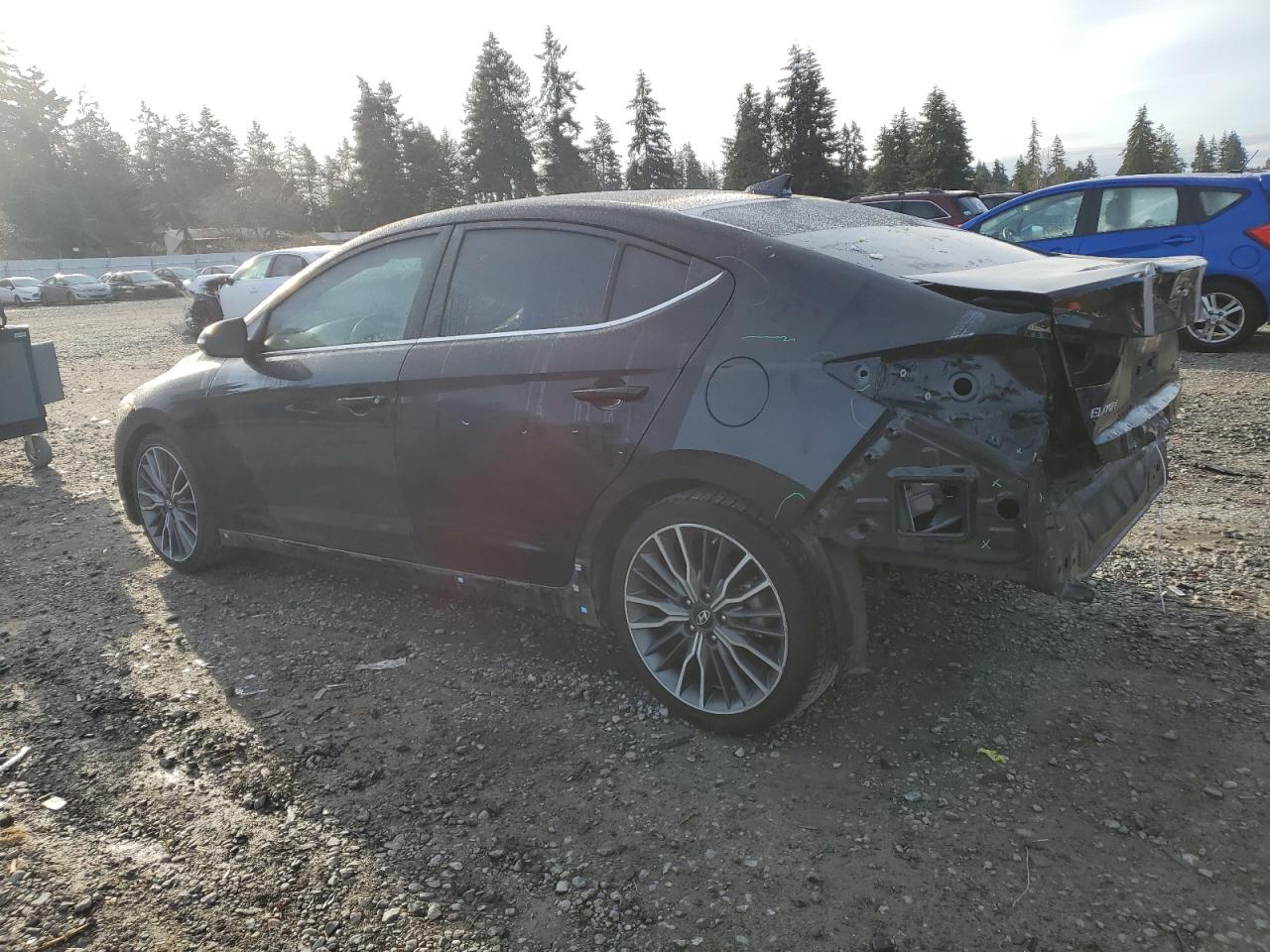 2018 Hyundai Elantra VIN KMHD04LB8JU484091 Copart auction photo, rear end / side damage thumbnail 2