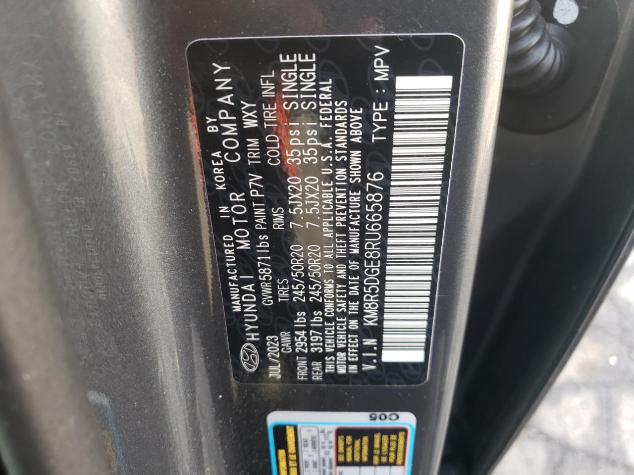 2024 Hyundai Palisade VIN KM8R5DGE8RU665876 Copart auction photo, front end damage thumbnail 15