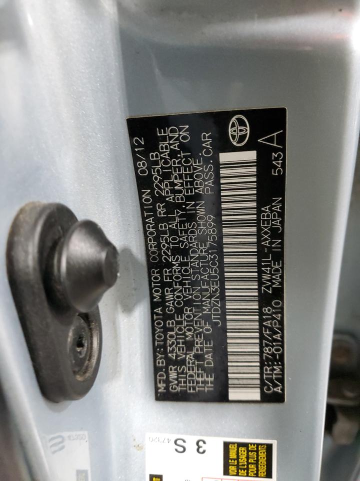 2012 Toyota Prius VIN JTDZN3EU5C3175899 Copart auction photo, rear end damage thumbnail 14