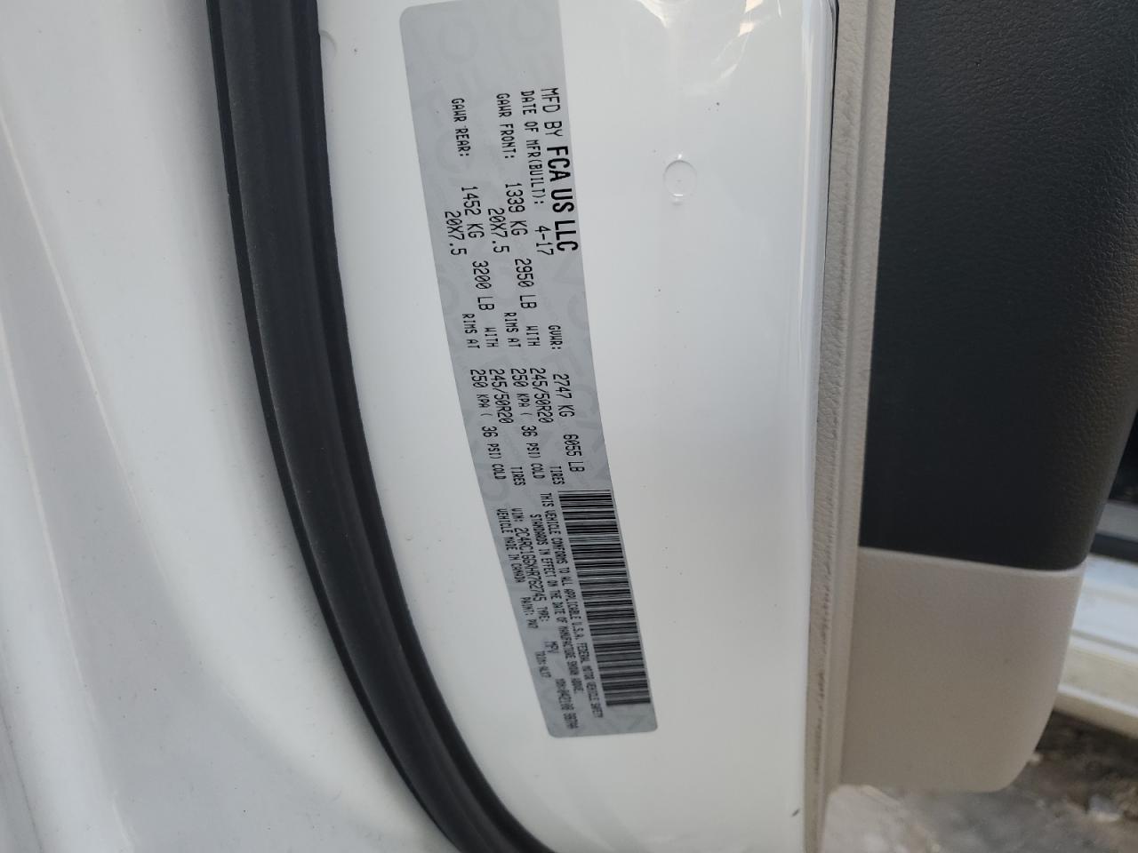 2017 Chrysler Pacifica VIN 2C4RC1GGXHR762745 Copart auction photo, side damage thumbnail 13