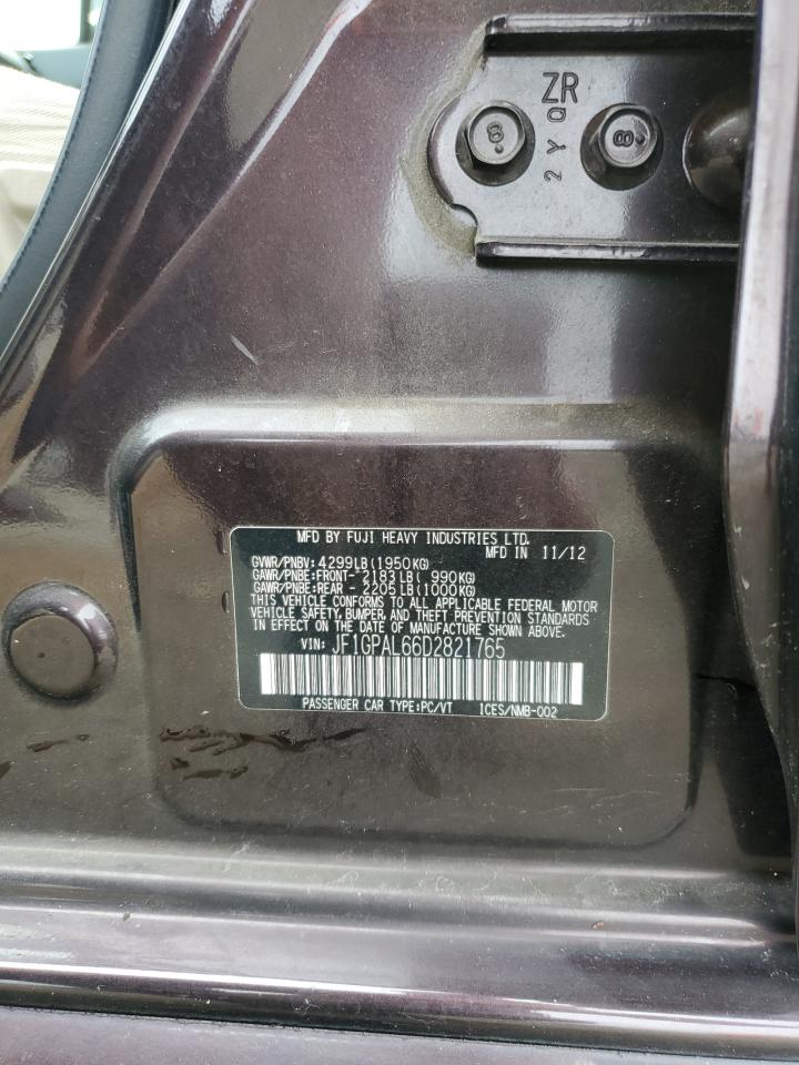 2013 Subaru Impreza VIN JF1GPAL66D2821765 Copart auction photo, front end / side damage thumbnail 14