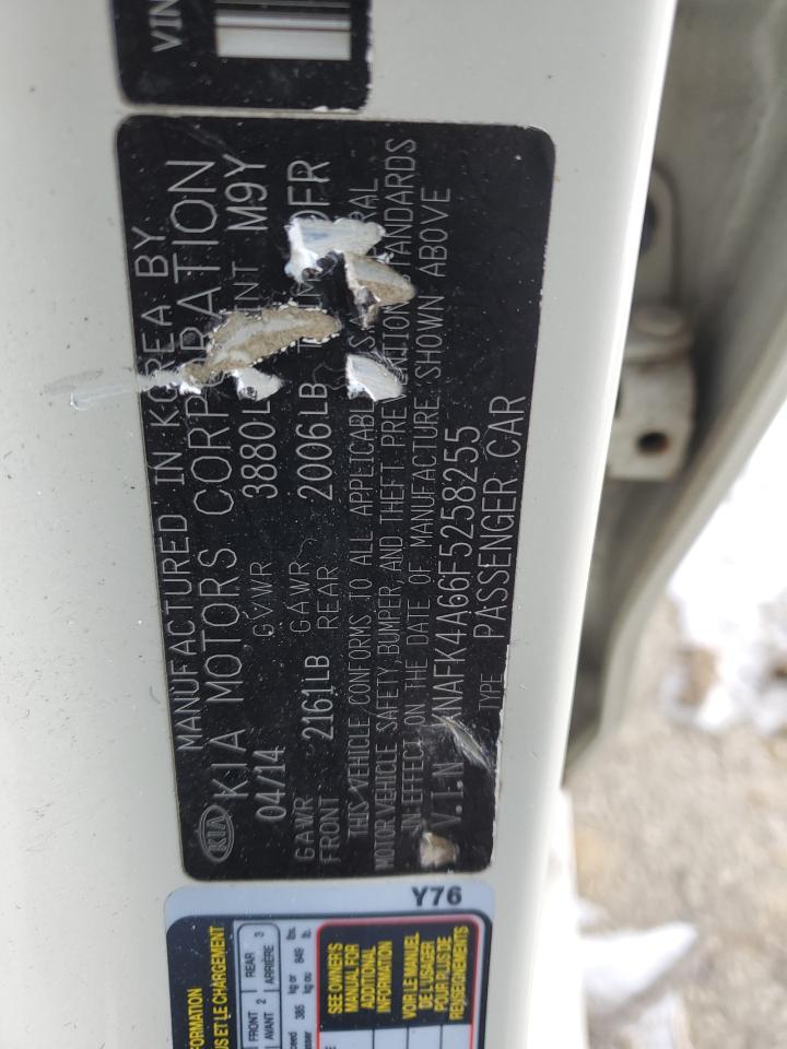 2015 KIA Forte VIN KNAFK4A66F5258255 Copart auction photo, front end / side damage thumbnail 12