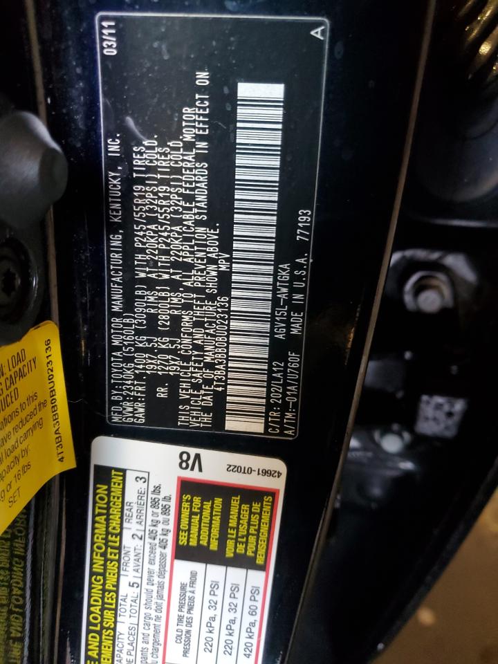 2011 Toyota Venza VIN 4T3BA3BB0BU023136 Copart auction photo, all over damage thumbnail 14