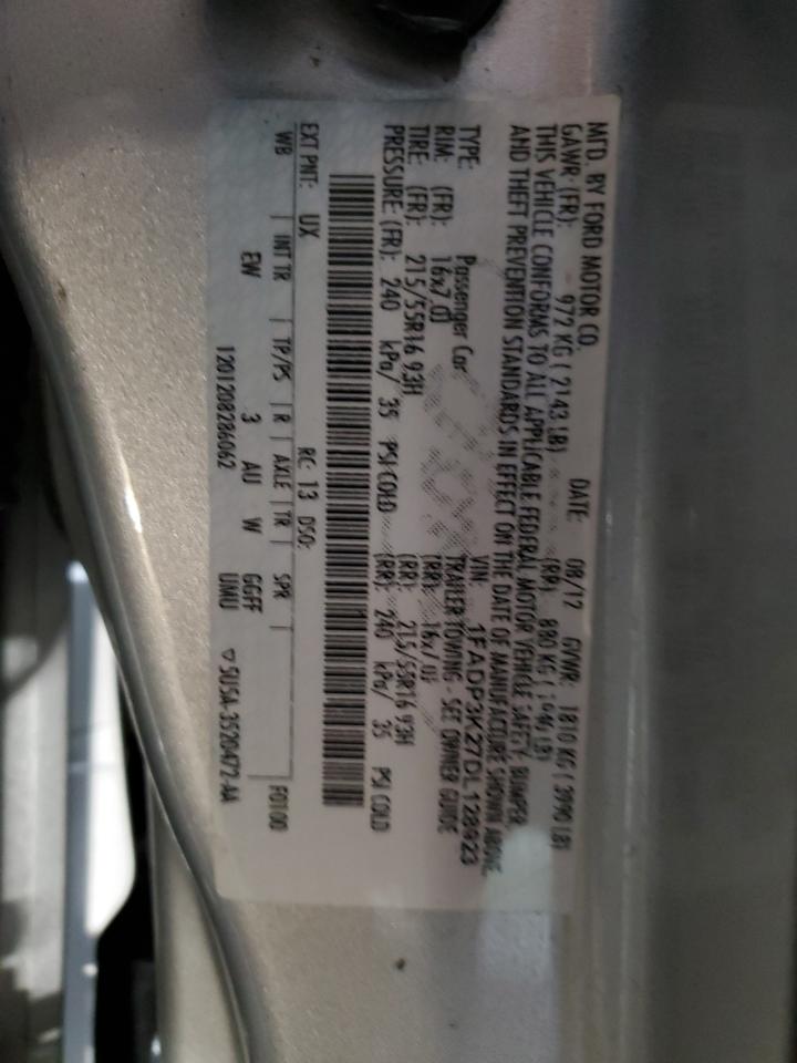 2013 Ford Focus VIN 1FADP3K27DL128923 Copart auction photo, front end damage thumbnail 13