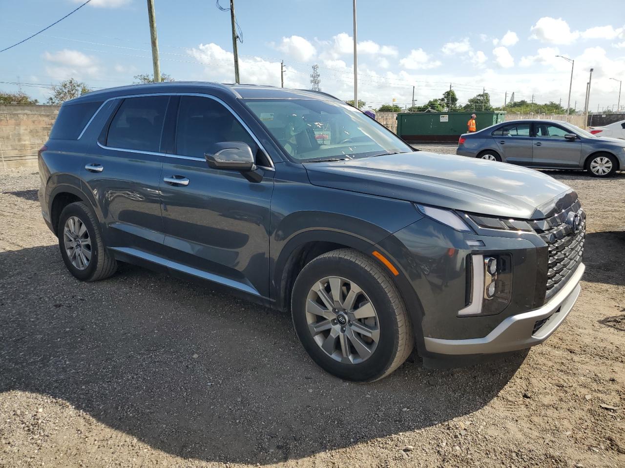 2023 Hyundai Palisade VIN KM8R24GE6PU535228 Copart auction photo, front end / side damage thumbnail 4