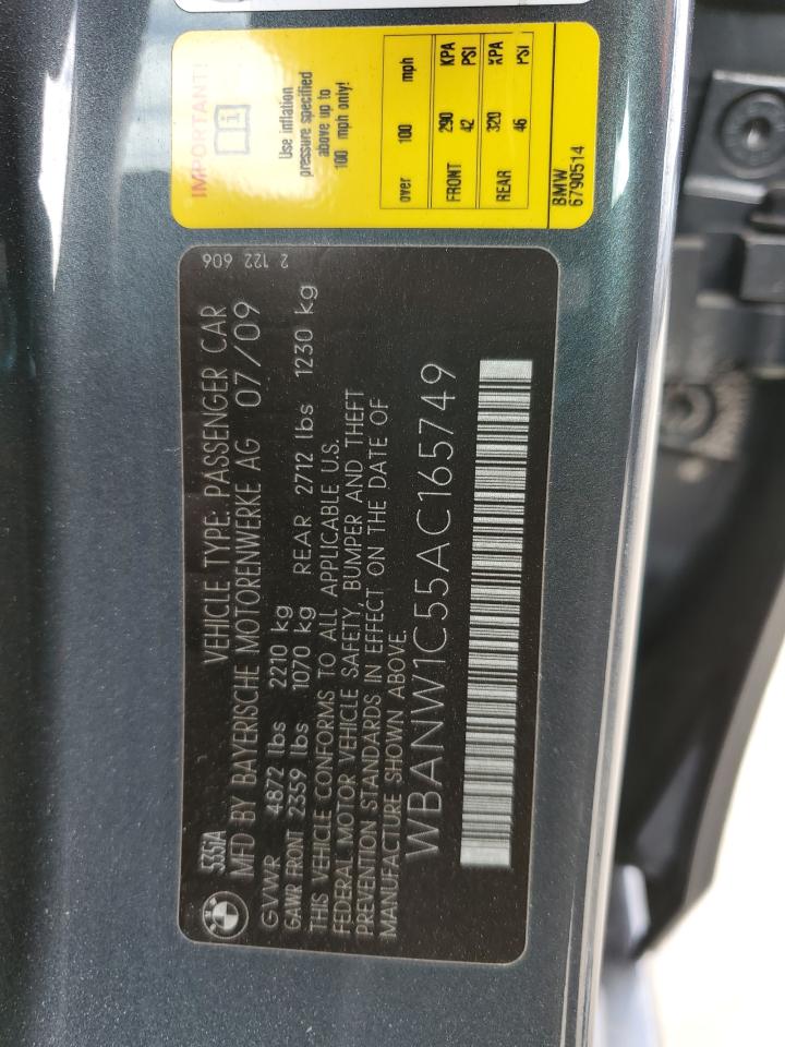 2010 BMW 5er VIN WBANW1C55AC165749 Copart auction photo, front end / undercarriage damage thumbnail 15