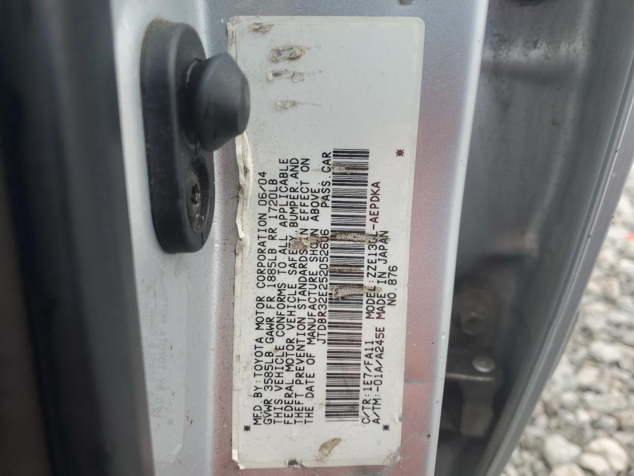 2005 Toyota Corolla VIN JTDBR32E252052606 Copart auction photo, front end / rear end damage thumbnail 12