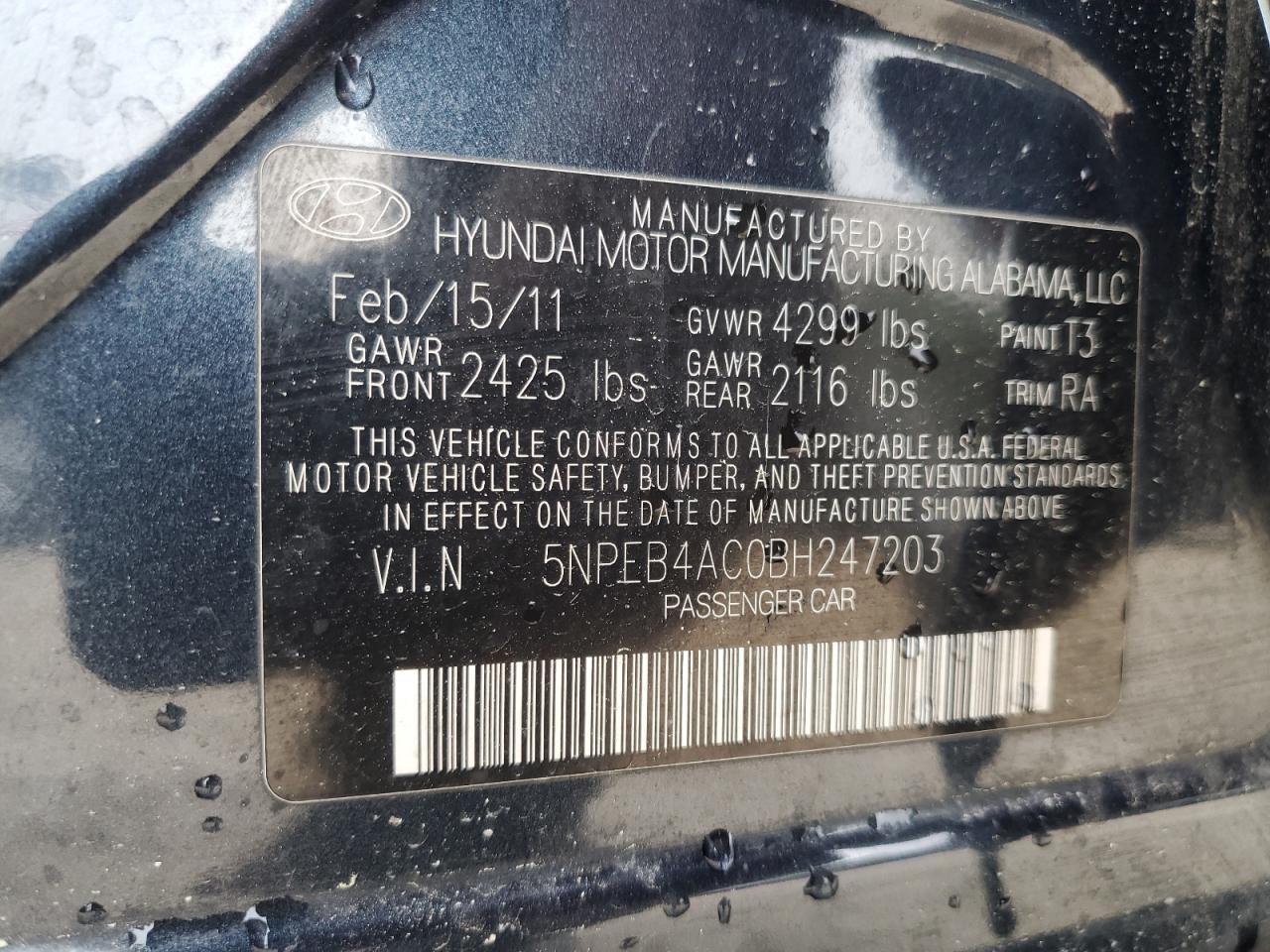 2011 Hyundai Sonata VIN 5NPEB4AC0BH247203 Copart auction photo, side damage thumbnail 12