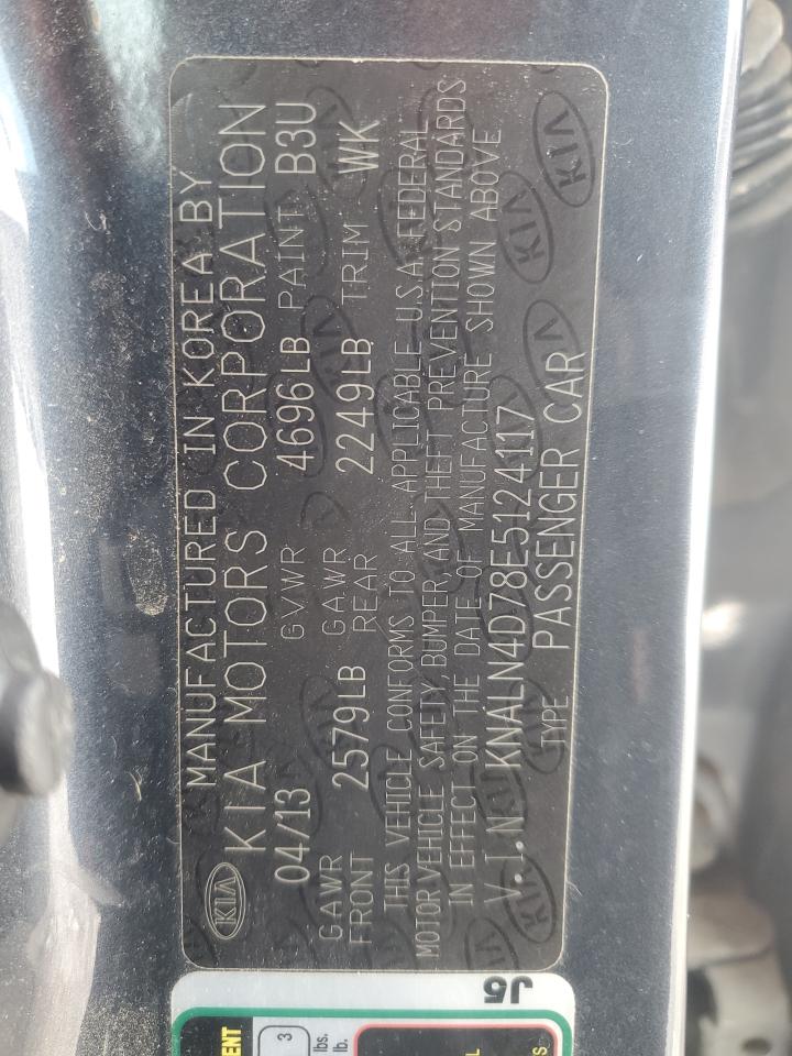2014 KIA Cadenza VIN KNALN4D78E5124117 Copart auction photo, rear end damage thumbnail 12