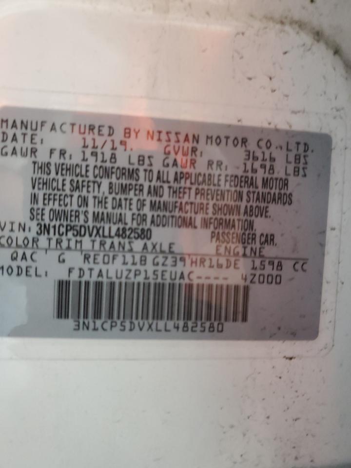 2020 Nissan Kicks VIN 3N1CP5DVXLL482580 Copart auction photo, mechanical damage thumbnail 13
