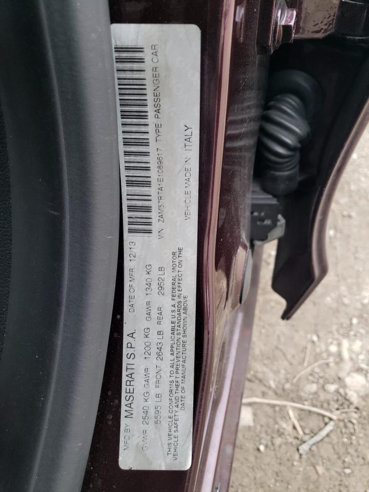 2014 Maserati Ghibli VIN ZAM57RTA1E1089617 Copart auction photo, front end / side damage thumbnail 12