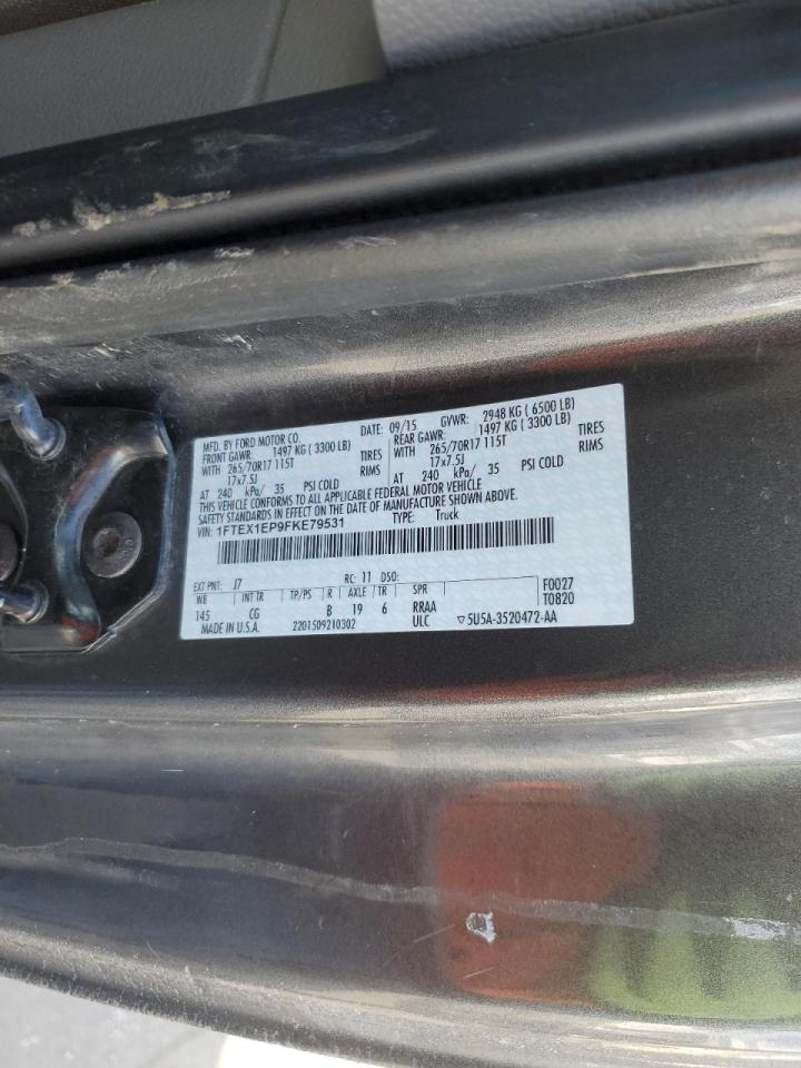 2015 Ford F-150 VIN 1FTEX1EP9FKE79531 Copart auction photo, front end / side damage thumbnail 12