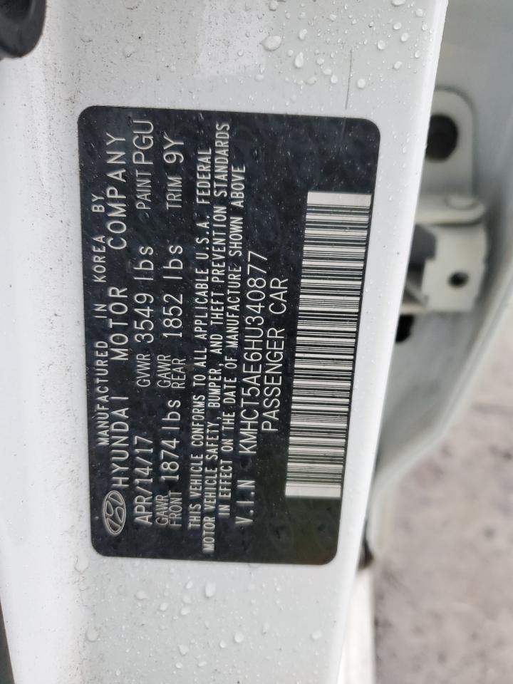 2017 Hyundai Accent VIN KMHCT5AE6HU340877 Copart auction photo, front end / rear end damage thumbnail 13