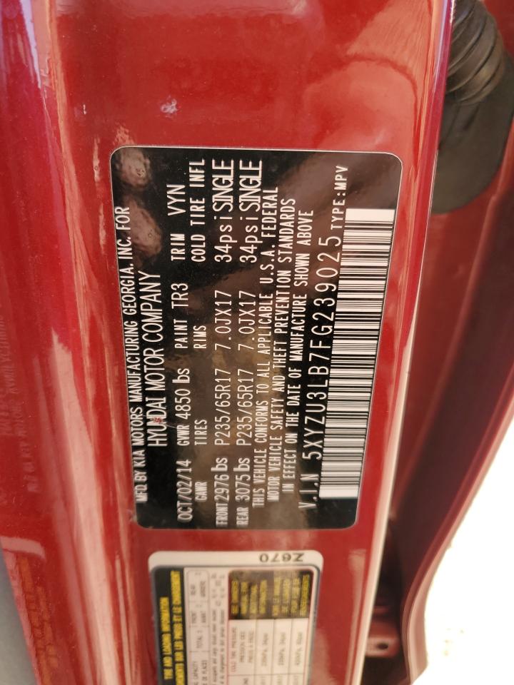 2015 Hyundai Santa Fe VIN 5XYZU3LB7FG239025 Copart auction photo, front end damage thumbnail 14