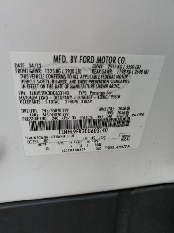 2013 Lincoln MKS VIN 1LNHL9EK3DG603140 Copart auction photo, water/flood damage thumbnail 13