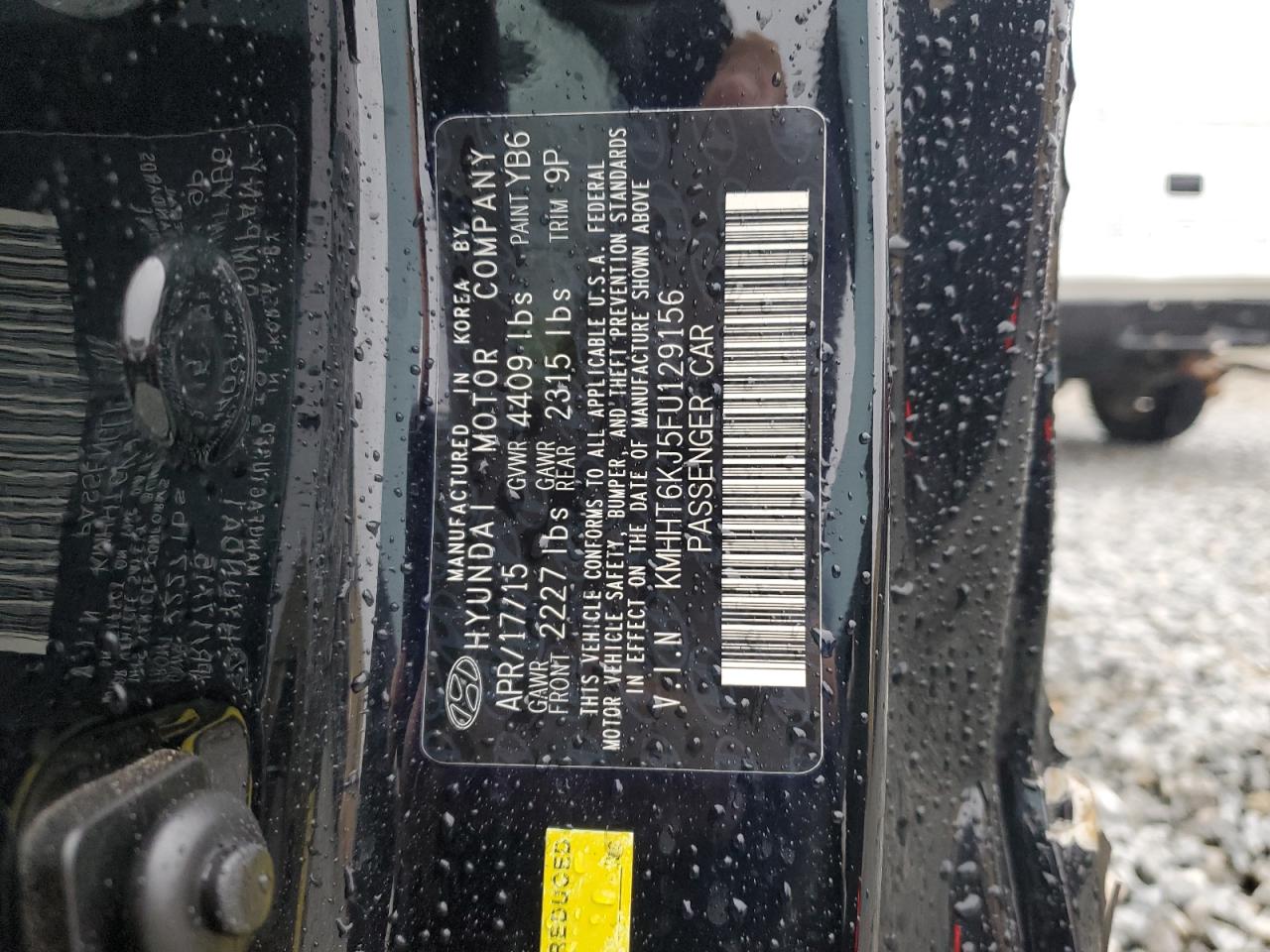 2015 Hyundai Genesis VIN KMHHT6KJ5FU129156 Copart auction photo, side damage thumbnail 12